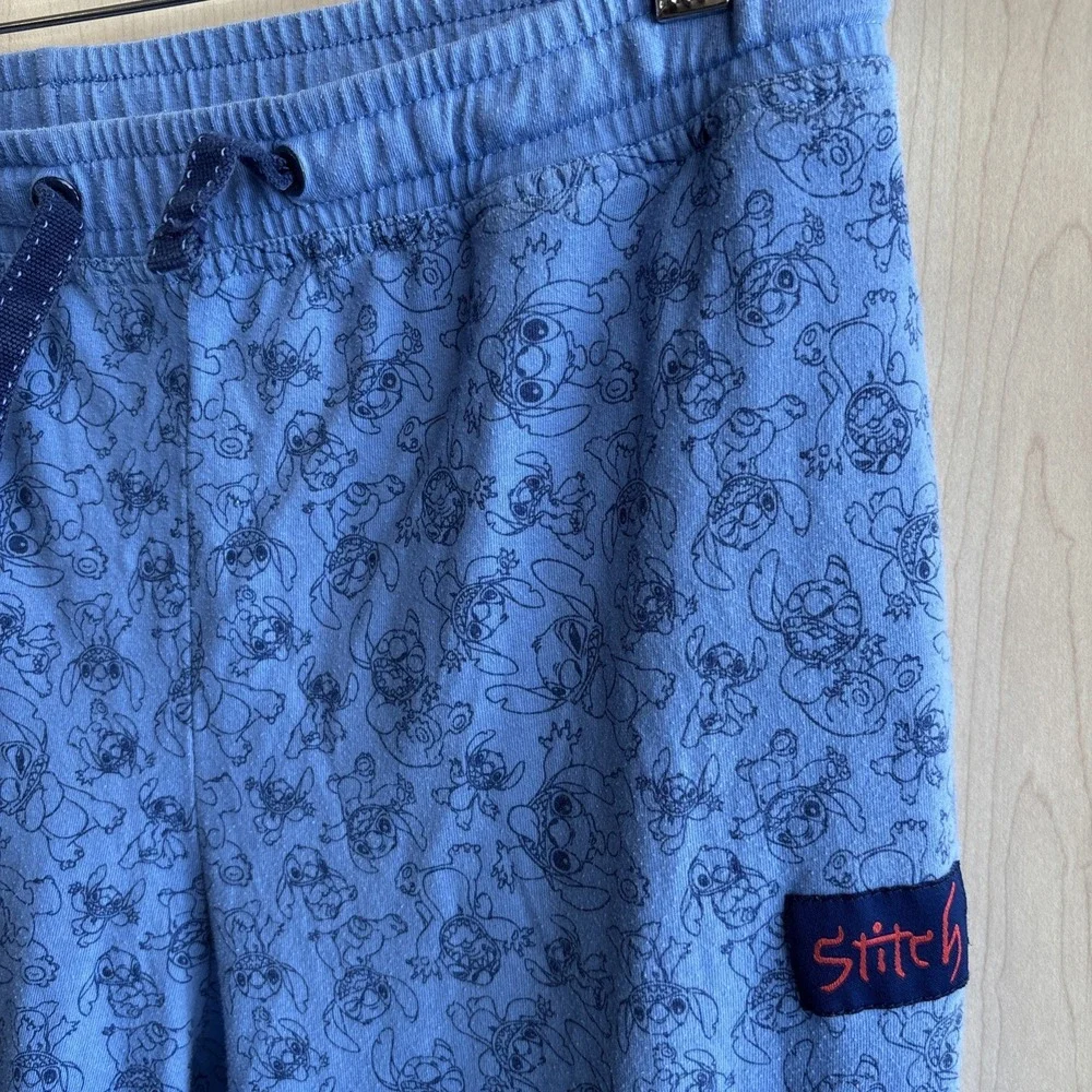 Disney Parks Authentic Lilo and Stitch Joggers ADULT Small Blue Pants Pajamas - Picture 3 of 8